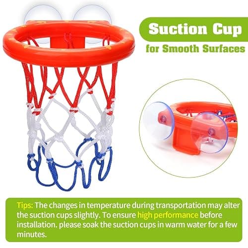 KSABVAIA Bath Toys - Bathtub Basketball Hoop for Kids Toddlers - Bath Toys Shower Toys for Kids Ages 4-8,Suction Cup Basketball Hoop & 3 No Hole Balls Set for Boys Girls - Small thumbnail 2