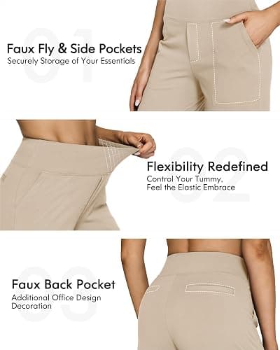G4Free EverGoing Yoga Pants Women Wide Leg Pants with Pockets High Waist Stretch Dress Casual Sweatpants Petite/Regular/Tall thumbnail 3