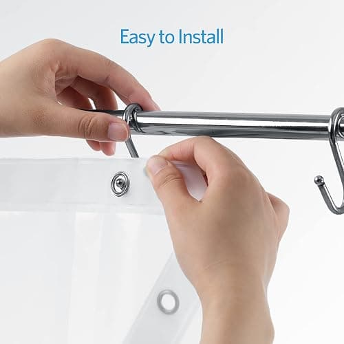 EHZNZIE Clear Shower Curtain Liner Light Weight PEVA, Shower Liner 72x72 Inches, Waterproof, No Chemical Smell with 12 Rust Proof Metal Grommets Holes for Bathroom Shower Curtain thumbnail 5