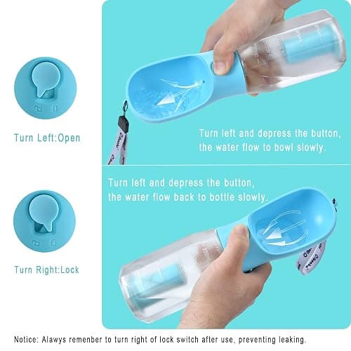 Cibaabo Dog Water Bottle with Food Container & Poop Bag Holder, Travel Water Bowl, Portable Pet Dispenser, Dog Gifts Stuff Accessories Items, Puppy Essentials for Yorkie Chihuahua Walking Hiking thumbnail 4