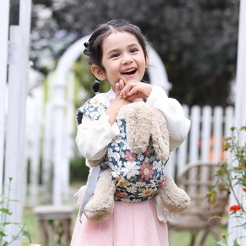 GAGAKU Baby Doll Carrier - Kids Toy with Adjustable Straps for Stuffed Animal Dolls - Gray - Smiling Daisies thumbnail 4