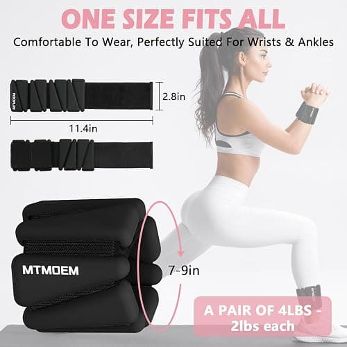 Wrist Ankle Weights for Women Men, Adjustable Silicone Weighted Bangles 2 Lbs Each, Wrist Weights Perfect for Walking, Pilates, Yoga, Barre, Pool, Exercises,Strength Training and Gym (Set of 2) thumbnail 4