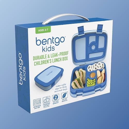 Bentgo Kids Bento-Style 5-Compartment Leak-Proof Lunch Box - Just-Right Portions for Ages 3 to 7, Durable, Drop-Proof, Dishwasher Safe, PFAS & BPA-Free & Made with Food-Safe Materials (Blue) thumbnail 8