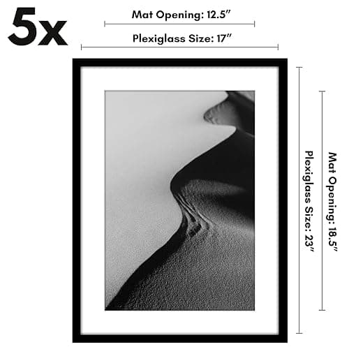 Americanflat 17x23 Picture Frame with Polished Plexiglass - Set of 5 - Use as 13x19 Frame with Mat or Display 17x23 Photo Without Mat - Galleria Collection - Picture Frames for Wall Display - Black thumbnail 3