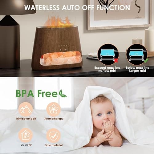 SALKING 2-in-1 Himalayan Salt Lamp Diffuser, Cool Mist Humidifier, Aromatherapy & Himalayan Salt Therapy, 100% Pure Himalayan Salt, Ultrasonic Essential Oil Diffuser with Ambient Glow, 150ml (Dark) thumbnail 6