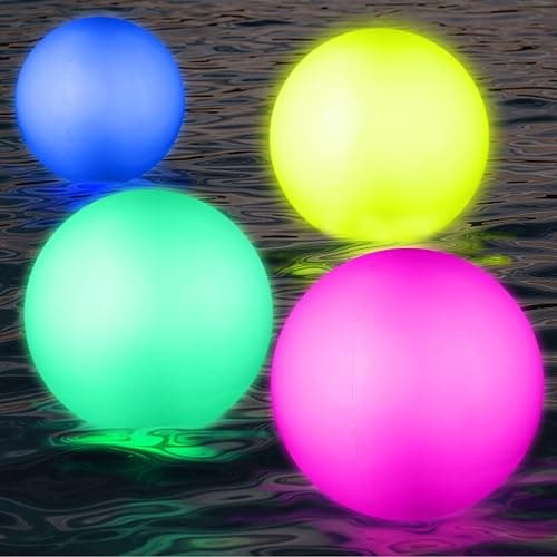 Icnice Pool Toys, LED Beach Ball, Glow in Dark Party Supplies, 4 Pack Inflatable Light up Ballon 12'' Floating Pool Light with Remote 16 Color 4 Mode thumbnail 7