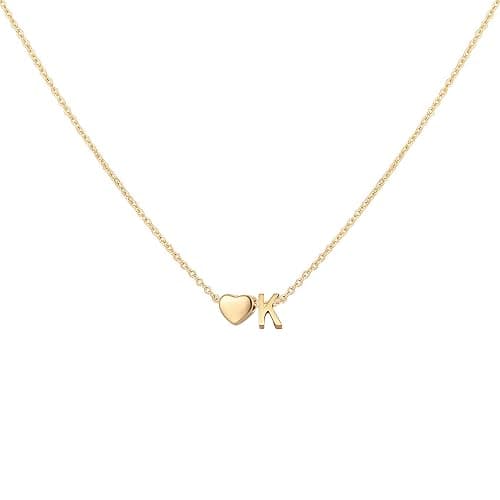 Glimmerst Initial Heart Necklace 18K Gold Plated Stainless Steel Tiny Heart Letter Necklace Personalized Monogram Name Necklace for Women - Image 1