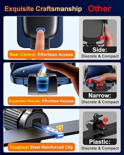 Qifutan Car Phone Holder Mount Phone Mount for Car Windshield Dashboard Air Vent Universal Hands Free Automobile Cell Phone Holder Fit for iPhone Smartphone Camera Mounts thumbnail 7
