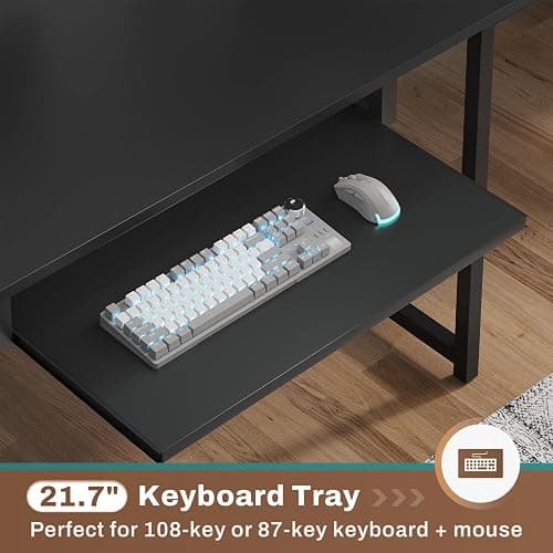 SEDETA L Shaped Gaming Desk, Reversible Computer Desk with Power Outlet and Pegboard, Gaming Desk with Led Lights, Keyboard Tray and Storage Bag for Home Office, Black thumbnail 7