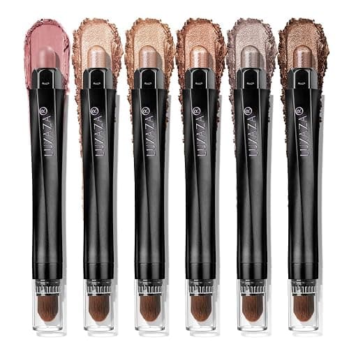 LUXAZA PRO Neutral Eyeshadow Stick Makeup 6PCS Set, Brown Nude Metallic Shimmer Matte Cream Eye Shadow Palette Eyeliner Brightener Pencil Crayon, Halloween Makeup - BROWN CANYON - Image 1