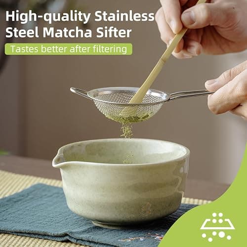 SOOCVWOLF 7 Pcs Matcha Whisk Set, Ceramic Matcha Kit for Tea Ceremony, Matcha Whisk and Bowl, Matcha Tea Set for Making Latte Drinks, Gift for Matcha Lover and Starters(Green) thumbnail 6