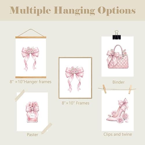 GMCDFHRQ Pink Glam Wall Decor Coquette Aesthetic Posters, Cute Pink Wall Art for Girls Room, Bedroom, Home Decor Gift, 8x10 Inch Set of 4 Unframed Prints.(062) thumbnail 6