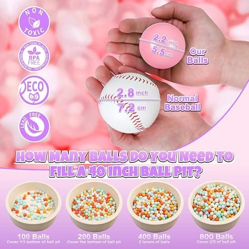 GOGOSO Ball Pit Balls,Plastics Balls for Ball Pit, Stars Hearts Shape for PastelBall for Toddlers Kids thumbnail 2