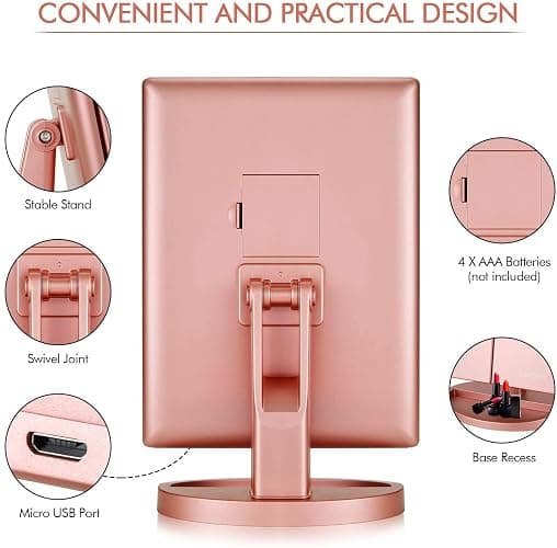 Infitrans Trifold Makeup Mirror Vanity Mirror with Lights,1X 2X 3X Magnification,Touch Screen,180 Adjustable Rotation,Portable Travel Bathroom Cosmetic Mirror thumbnail 4