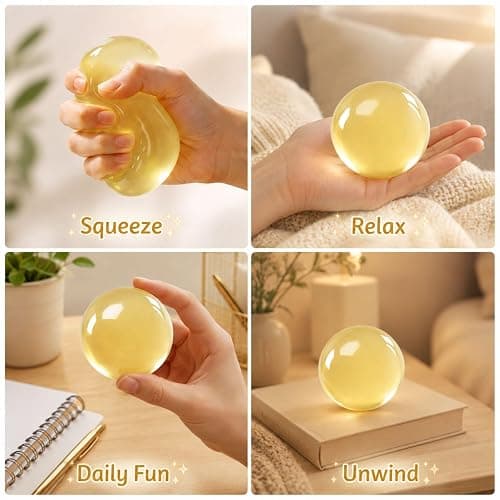 NKMJOK Coconut Oil Squishy, Coconut Oil Relax Ball, Handmade Sensory for Relax Relief and Focus Enhancement, 6x6x6 cm Natural Color Ball thumbnail 4