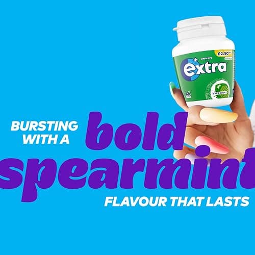 Wrigley's Extra Chewing Gum, Spearmint Flavour, 46 pieces, Sugar Free Chewing Gum Bottle with Xylitol thumbnail 3