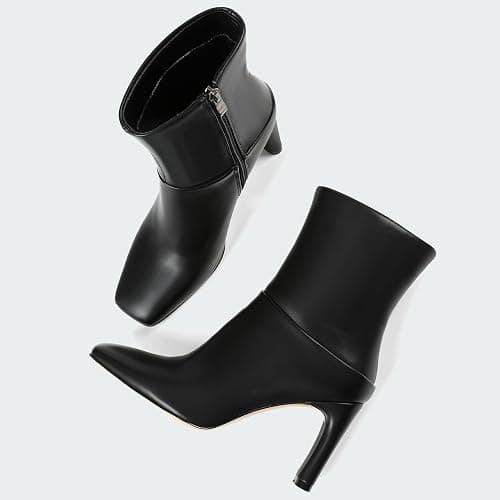 Attiposh Ankle Boots for Women Square Toe Short Boots Side Zipper Low Heel Ankle Booties Fashion Comfort Dressy Lady Shoes thumbnail 7