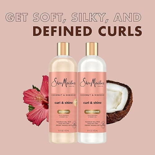 SheaMoisture Coconut & Hibiscus Curl & Shine Shampoo & Conditioner for Bouncy Curls, Frizz Control, 16 Oz Ea thumbnail 4
