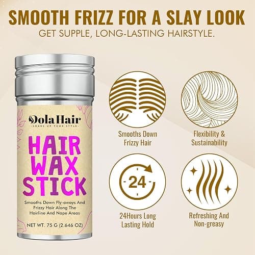 Dolahair Hair Wax Stick - Flyaway Control and Styling Pomade for Kids, Women, and Men - Hair Bun Maker and Accessorie stocking stuffers for teen girls (1 Pack of Wax) thumbnail 2