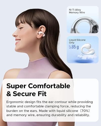 SoundPEATS PearlClip Pro - Open Ear Clip-on Earbuds - White | Bluetooth 6.0 LDAC Hi-Res Spatial Sound Comfortable for Sports Workout,12mm Drivers,24H Playtime Fast Charge, IPX5 thumbnail 3