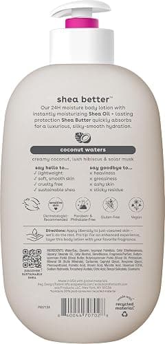eos Shea Better Body Lotion Coconut Waters, 24-Hour Moisture Skin Care, Lightweight & Non-Greasy, Natural Shea, Vegan, Coconut Body Lotion, 16 fl oz thumbnail 11