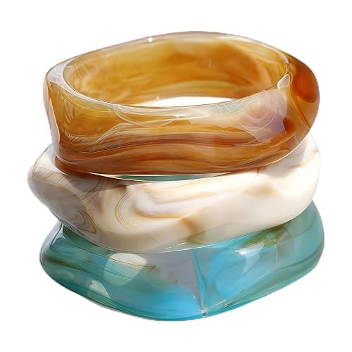 ÌF ME Acrylic Bangles Bracelets for Women, Irregular Acrylic Resin Chunky Bracelets Geometric Fashions Thick Statement bangle Set - Image 1