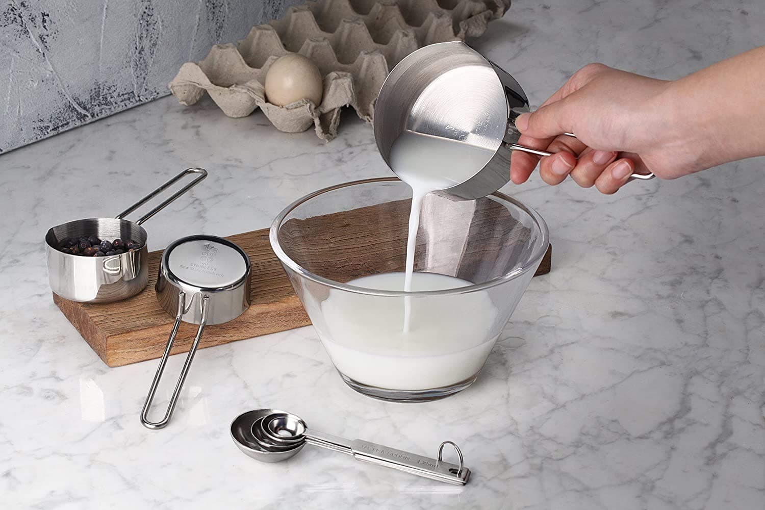 INKULTURE Stainless Steel Measuring Cups & Spoon Combo for Dry or Liquid/Kitchen Gadgets for Cooking & Baking Cakes/Measuring Cup Set Combo with Handles (Set of 4 Cups & 4 Spoons) thumbnail 7