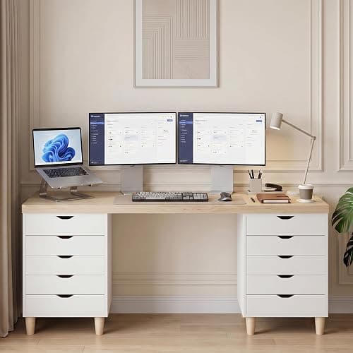 5 Drawer Rolling Storage Cabinet, Mobile File Cabinet for Office, White | Rolling Storage Cabinet with 5 Drawers for Desk Drawer Organization, Home Office Storage and Printer Stand thumbnail 2