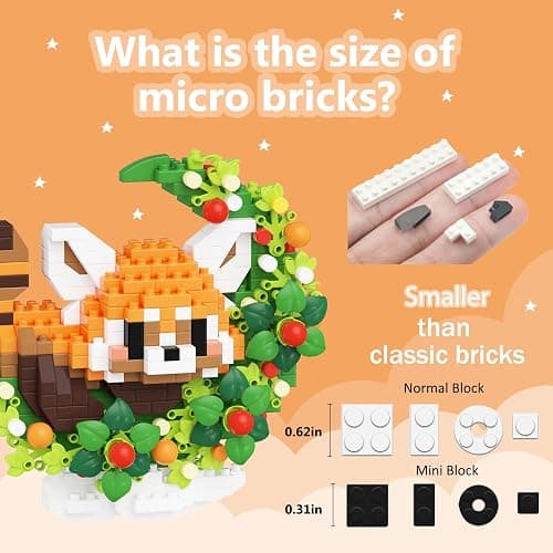 TENYEAH Red Panda 2 Pack Mini Block Building Animals, Toy Red Panda Lying on The Moon, Home Decor Micro Building Set for Adult, Desk Ornaments Home Decor, Small Gift for Birthday thumbnail 3