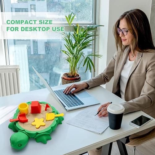 EAMC XHXX Mini Desktop Turtle Sandbox with Soft Sand and Small Tools -Premium Sand Garden for Desk Kit - Mini Zen Garden Kit Gifts Decor Desktop Accessories for Home, Office - Fidget Stress Relief thumbnail 2