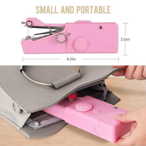 Handheld Sewing Machine CS101,Sewing Machines for Beginners,Portable Electric Mini and Samll Hand Held Sewing Machines Kit for Adults and Kids Pink Set thumbnail 2