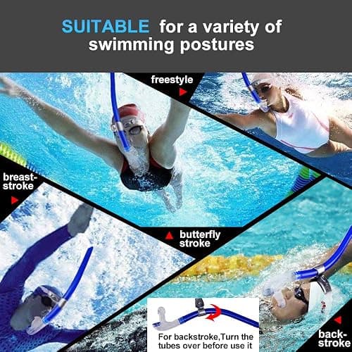 Focevi Swim Snorkel for Lap Swimming,Adult Swimmers Snorkeling Gear for Swimming Snorkel Training in Pool and Open Water,Snorkle Center Mount Silicone Mouthpiece One-Way Purge Valve thumbnail 7