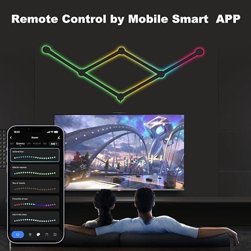 KOBAIBAN Smart Wall Light Lines, WiFi RGB LED Bars, 16M+ Color Dimmable Music Sync DIY Home Decor for Gaming Party Streaming Lovers, Compatible with Alexa & Google Assistant (6 Lines, Black) thumbnail 4