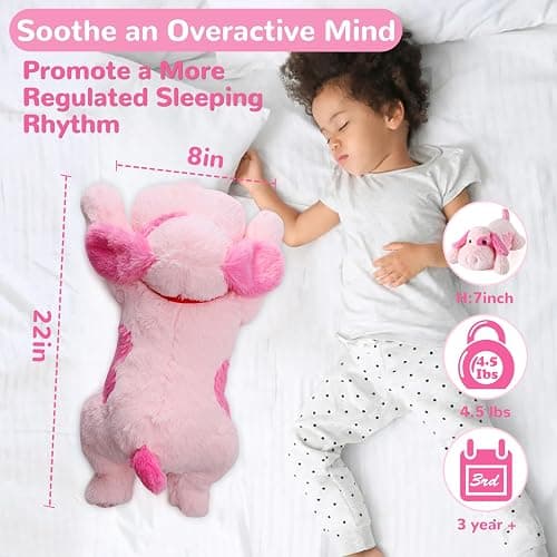 meowtastic Pink Dog Weighted Stuffed Animals - 22 Inch 4.5 Pounds Weighted Plush Dog Stuffed Animals - Big Stuffed Dog Plush Pillow - Cute Plush Toys Gifts for Kids & Adults (22" 4.5 lbs) thumbnail 2