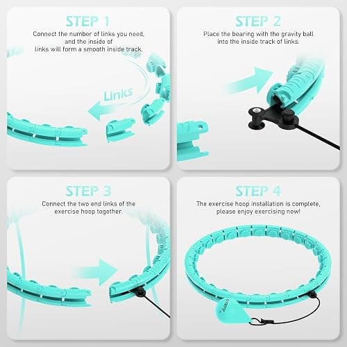 JLoibao Weighted Hula Circle with 26/32 Links(56-66 Inch) for Adults Weight Loss, Infinity Fitness Hoop Plus Size, for Women Smart Exercise Equipment thumbnail 7