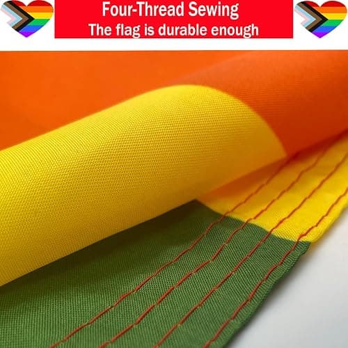 Progress Pride Rainbow Flag 3x5 Outdoor-LGBTQ Gay Lesbian Bisexual Non Binary Transgender All Inlcusive Progressive Pride Rainbow Flag with 2 Brass Grommets thumbnail 4