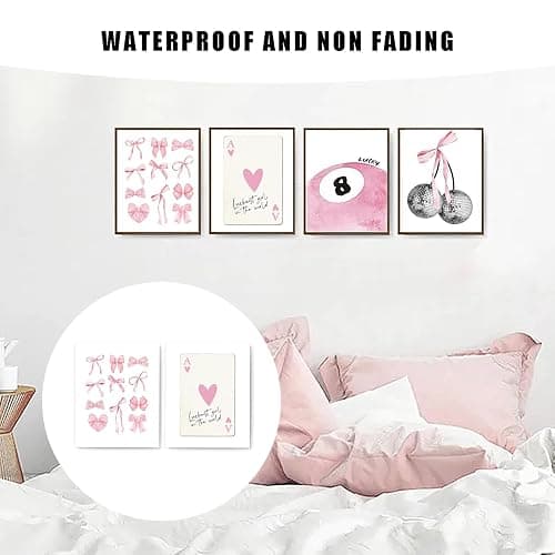 4 Stück Zimmer Poster Aesthetic,Clean Girl Room Decor,25 X 20 CM Ungerahmte Wanddrucke,4 Stile Wandposter,Mit Rosa Motiv Adrette Wandkunstdrucke,Wand Deko Bilder,Aesthetic Room Decor Clean Girl thumbnail 5