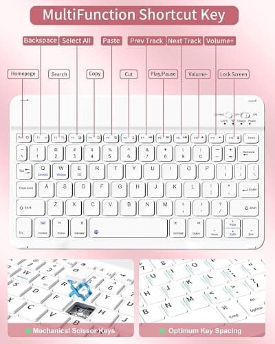 SQBEBS Case with Keyboard for iPad (A16) 11th/10th Generation 11 inch 2025/10.9 inch 2022, Detachable Bluetooth Keyboard, Stand Folio Keyboard Cover with Pencil Holder for iPad 10 Gen, Pink thumbnail 6