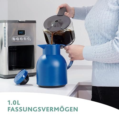 Emsa Samba Isolierkanne 509821 | 1 Liter | Quick Press Verschluss | 100% dicht | 12h heiß, 24h kalt | Transluzent Anthrazit thumbnail 2
