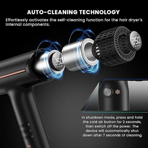 Prastiny Hair Dryer with Diffuser: Professional High Speed Quiet Ionic Blow Dryer - Intelligent Heat Control - Lightweight Portable Travel & Home for Women & Stylists Frizz Free Styling SGS Certified thumbnail 6