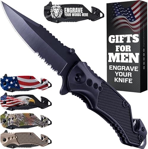 GOOD WORKER Legal Pocket Knife with 2.95” Serrated Blade, Glass Breaker, Seat Belt Cutter - EDC Sharp Folding Knives with Portable Clip - Small Tool for Tactical Camping Survival Hiking - Gifts for Men, Women - Image 1