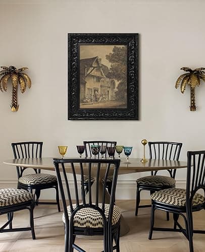 FOLKOR Retro Canvas Frame for 24x36 Vintage Wall Art Prints, 2.6" DIY Wood Plein Air Frames for French Countryside Still Life Paintings Home Office Hallway Guest Room Decor, No Glass & Back (Black) thumbnail 2