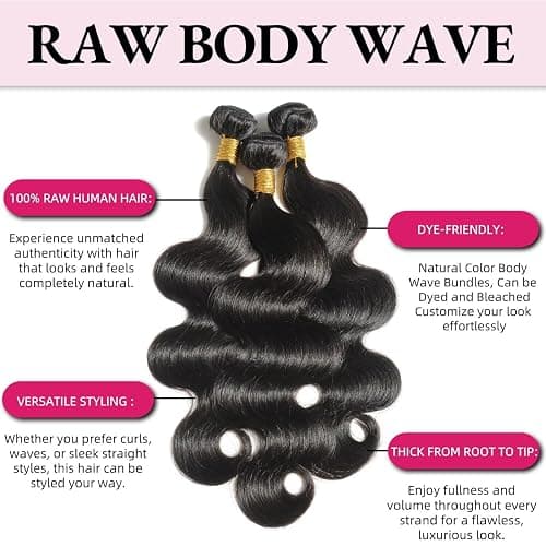 12A Human Hair Bundles Body Wave Bundles Human Hair 18 20 22 Inch 100% Unprocessed Brazilian Virgin Hair Body Wave 3 Bundles Deals Real Human Hair Extensions For Black Women Natural Black thumbnail 5