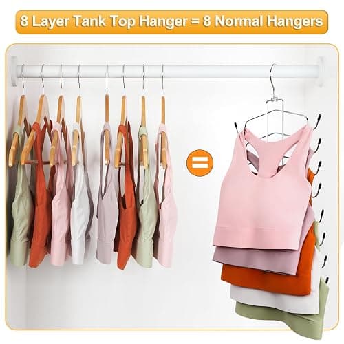 TOPIA HANGER 2 Pack Tank Top Hanger, 8 Layers Bra Hanger Space Saving, Sport Yoga Bras Holder, Closet Organizers and Storage for Camisoles Tank Tops Sports Yoga Bras Swimsuits, Silver CT79B thumbnail 5