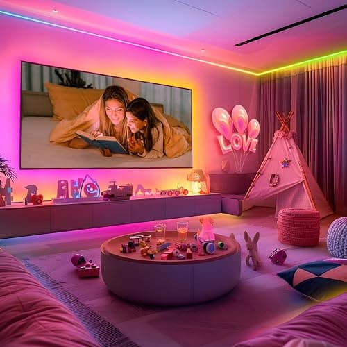 ATHONO 100 ft(2 Rolls of 50ft) IC+RGB,Led Lights for Bedroom,Music Sync Color Changing,Led Strip Lights,with Remote App Control Led Strip,Led Lights for Room Home Kitchen Decor Party thumbnail 2