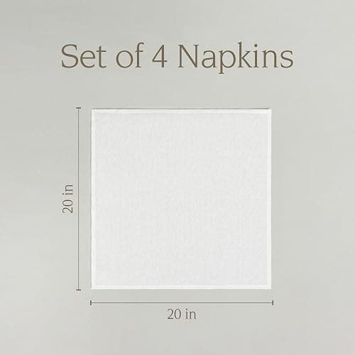 Over&Back Washed 100% Linen Cloth Napkins - Washable Napkins Set for Mixing, Matching, and Creating a Custom Home Decor Tablescape - Ivory thumbnail 3