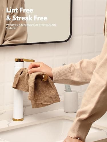 Fantasticlean Microfiber Cleaning Cloth Roll -60 Pack, Tear Away Microfiber Towels, 12" x 12", Reusable, Washable, Scratch Free, Ultra Absorbent Dish Rags for Car, Home, Garage or Shop (Beige & Tan) - Beige and Tan - 60 pack thumbnail 4