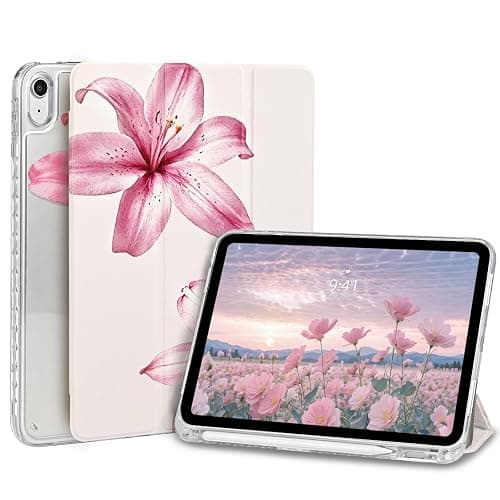 Fycyko Case for iPad (A16) 11th Generation 11 Inch 2025/iPad 10th Generation 10.9 Inch 2022, Aesthetics Flower Pattern Design with Pencil Holder Shockproof Protective Cover,Lily - Image 1