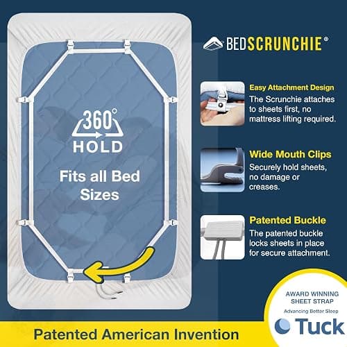 BED SCRUNCHIE Sheet Holder Straps - Heavy Duty Gripper Clips - Strengthened Parachute Cord - 360 Degree Bed Sheet Tightener - Strongest and Effective Extender - Fits All Mattress Sizes thumbnail 3