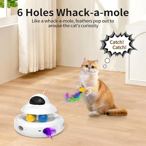 MOHAYA Interactive Cat Toys for Indoor Cats,4-in-1 Automatic Kitten Toy,Motion Activated Electronic Fluttering Butterfly,Track Balls, Moving Feather Toys for All Breeds,USB Rechargeable thumbnail 4